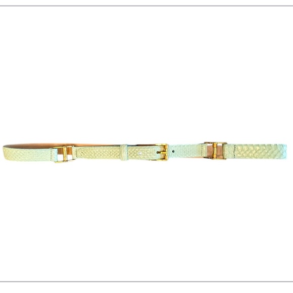 Carlisle Mint Green Genuine Snakeskin/Gold 7/8” Belt Fits 32-36” Waist MSRP $595 - Picture 1 of 8